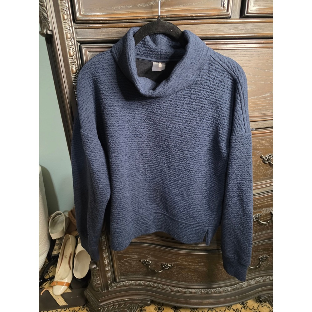 CALIA by‎ Carrie Underwood Navy Blue Textured Funnel Neck Pullover Sweatshirt M